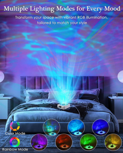 Waves Vinyl Bluetooth Speaker, Vinyl Record Player Style Speaker with Ocean Sound White Noise, Retro Bluetooth Speaker with Ambient Light and Timer, Mini Record Player Cute Speaker, White